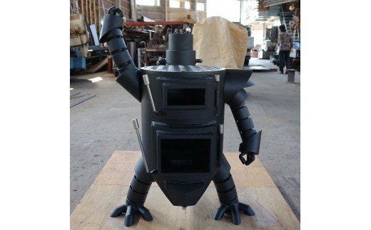 ロボット型薪ストーブ（ミニ）災害備蓄 防災グッズ 暖炉 オブジェ 置物 ピザオーブン【R00757】