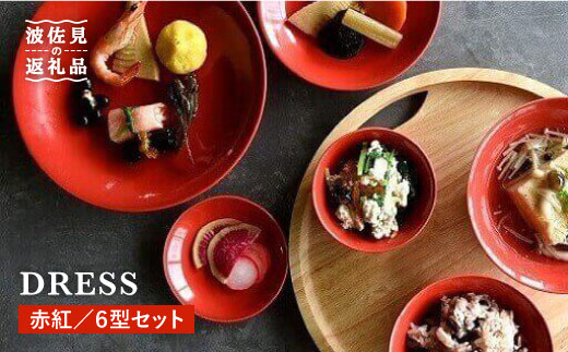 
                  【波佐見焼】赤紅（あかべに）色の波佐見焼 6型セット 小皿 茶碗 小鉢 大皿  食器 皿 【DRESS】 [SD10]
                