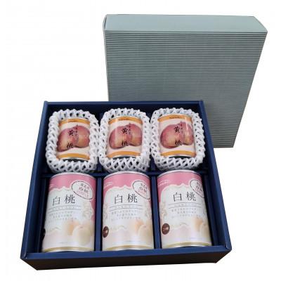ふるさと納税 由利本荘市 国産黄桃215g(固形量:125g)・2つ割り白桃缶詰425g(固形量:250g)　各3缶セット
