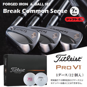 【地クラブメーカーの傑作】藤本技工　Fujimoto_BCS iron(7set) 65 ＆ゴルフボールV1（1ダース）　　1120BE01S.／軟鉄鍛造 フォージド アイアン 国産 ゴルフクラブ ゴルフボール タイトリスト 藤本技工 地クラブ  