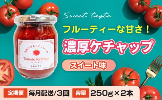 [№5258-1525]【定期便・全3回】濃厚ケチャップ スイート味 250g 2本セット × 3回｜国産 姫路産 八百ちゃんトマト 着色料・保存料不使用