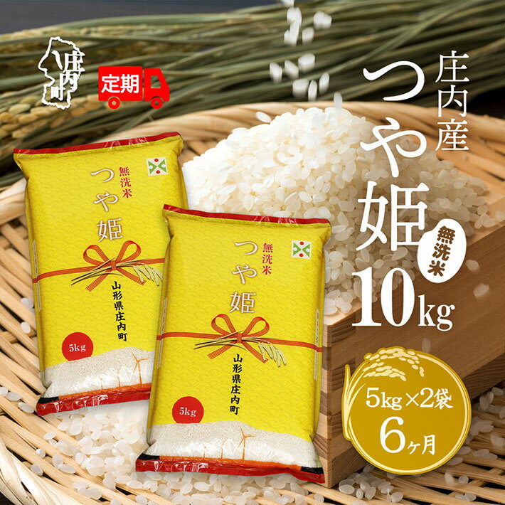 【ふるさと納税】＜10月下旬発送＞庄内米 6か月定期便！つや姫 無洗米 10kg 5kg×2袋 （入金期限：2025.9.25） ふるさと納税 米 定期便 山形県 新米受付 新米