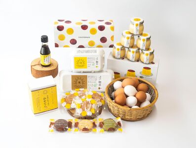 ココテラスの紅白たまごとスイーツの詰め合わせセット│明日（赤たまご） 朝日（白たまご） しあわせプリン ココテラスの米たまご専用醤油 カステラ マドレーヌ クッキー