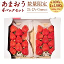 【ふるさと納税】あまおう 4パックセット（2L・2A・G規格以上）【数量限定】約250～270g×4パック いちご イチゴ 苺 果物 くだもの フルーツ 冷蔵 国産 九州 福岡県 大刀洗町 送料無料【2025年1月上旬～3月下旬発送予定】