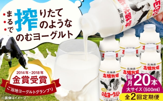 【全2回定期便】ミルク工房 のむヨーグルト  大サイズ 20本《喜茂別町》【ニセコリゾート観光協会】 ヨーグルト 飲むヨーグルト 牛乳 冷蔵配送 乳酸菌  北海道 [AJAI051] 60000 60000円 6万円