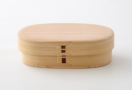 205P6004 【大館曲げわっぱ】白木　小判弁当箱(中) 【配送日指定不可】