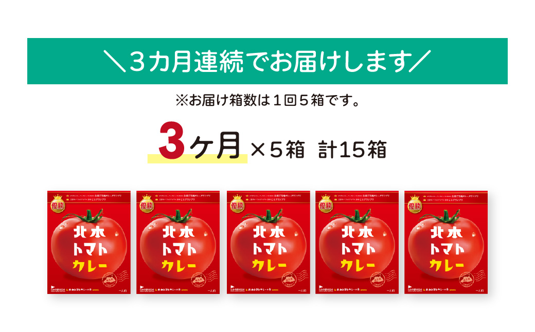【定期便3ヵ月】 北本トマトカレー 5箱(200g/箱)×3ヵ月 計15箱 | トマト カレー 甘口 定期便 キーマカレー 野菜 本格派 全国一 レトルト 日本一 ご当地 お土産 プレゼント ギフト 