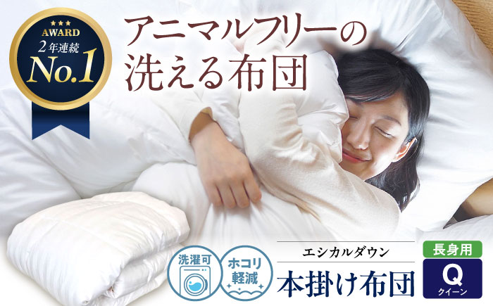 《日本製》 洗える 人工羽毛 掛け布団 長身用クイーン エントリーモデル 広島県福山市/イシケン株式会社 羽毛ふとん 掛けふとん 日本製  秋 冬 寝具 アレルギー対策 [BAAK008]