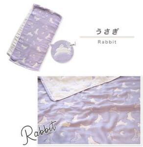 三河木綿　6重織ガーゼ　フェイス＆バスタオルセット_うさぎ【G0514】