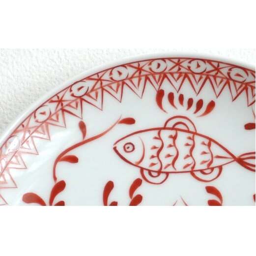 有田焼 魚鳥文中皿 【香蘭社】 赤絵 シリーズ 手描き 17cm プレート 取り皿 普段使い デザート 食器 25000円 A25-577_イメージ3
