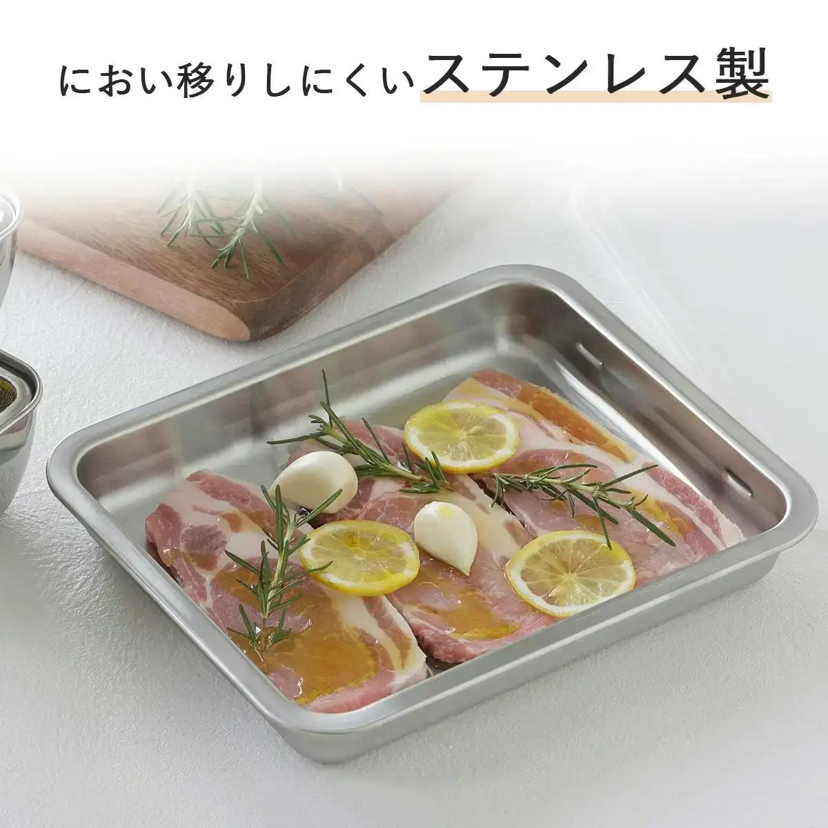 蓋付ステンレスバット ワイド２個組 ステンレス 食品保存 燕三条製 バット