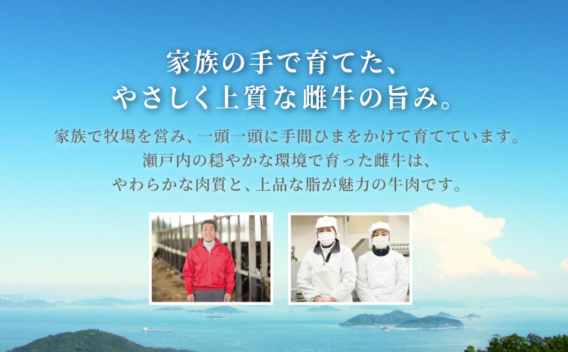 焼肉用 【冷蔵配送】 瀬戸の姫 300g以上 岡山県笠岡産牛 牛肉 焼肉 焼き肉 カット 贅沢 【tfam001-01】