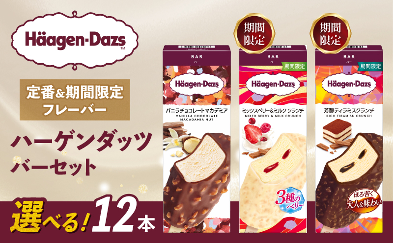 【セット内容が選べる】 定番 ＆ 期間限定フレーバー ハーゲンダッツ バー セット 12本入 Bセット〈ミックスベリー＆ミルク クランチ(12本)〉｜ハーゲンダッツ ハーゲンダッツバー アイスクリーム ギフト セット 詰め合わせ  ミックスベリー＆ミルク クランチ  愛媛県 松前町