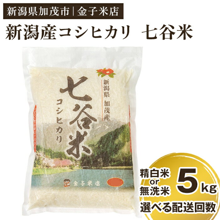 【ふるさと納税】【令和7年産新米先行予約】老舗米穀店が厳選 新潟産 従来品種コシヒカリ「七谷米」精白米 or 無洗米5kg 選べる配送回数（通常配送1回〜定期便12回）〈10月上旬から順次出荷〉 窒素ガス充填パックで鮮度長持ち 金子米店