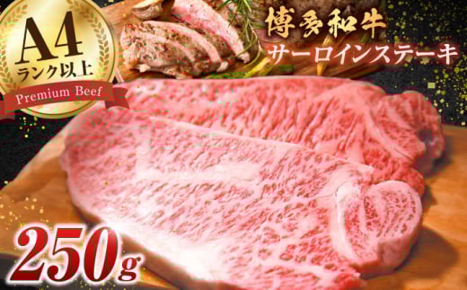 【年内発送！12/3まで！】【博多和牛】 サーロイン ステーキ 250g×1枚 肉 牛肉 ステーキ 黒毛和牛 バーベキュー 広川町 / 株式会社MEAT PLUS [AFBO001]