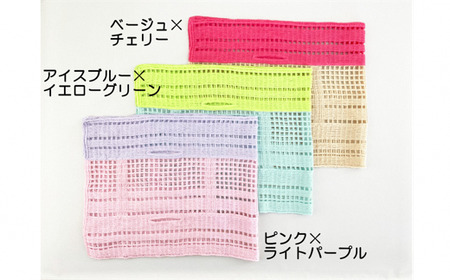 オーガニックコットン ショートマフラー 格子柄 差し込み ( ピンク×ライトパープル ) | マフラー 綿 春夏 新潟県 五泉市