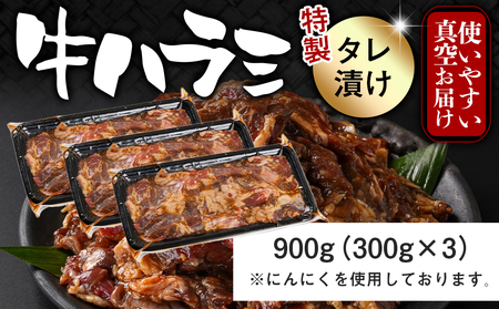 牛ハラミ タレ漬け900g_AA-3318_(都城市) 外国産 味付き牛ハラミ 300gパック 真空 小分け 900g