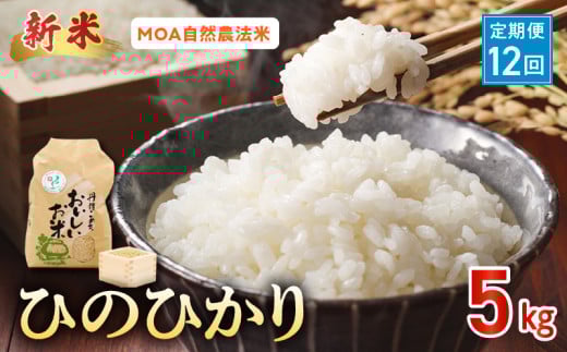 T12-15-553_1　先行予約【定期便12回】＼☆新米☆／那須自然農園　MOA自然農法米「ひのひかり」白米5㎏　