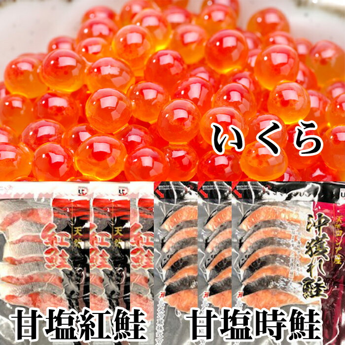 【ふるさと納税】 甘塩紅鮭 5 切 × 10P、甘塩時鮭 5 切 × 10P、いくら醤油漬け 100g × 5Pセット サケ さけ しゃけ シャケ 紅ザケ べにざけ ベニザケ イクラ 醤油 醤油漬 魚卵 鮭卵 お取り寄せ グルメ 海鮮 北海道 根室市 ふるさと納税 E-30002