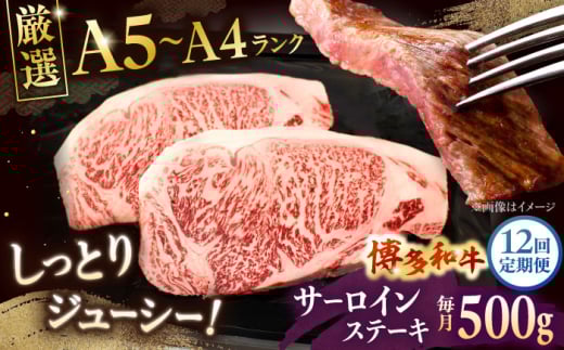 【全12回定期便】【A5〜A4等級】博多和牛 サーロイン ステーキ 2枚（計500g） ▼ 牛肉 博多 和牛 極上 バーベキュー ブランド 国産 高級 高評価 特別 上質 桂川町/株式会社チクゼンヤ[ADBZ020]