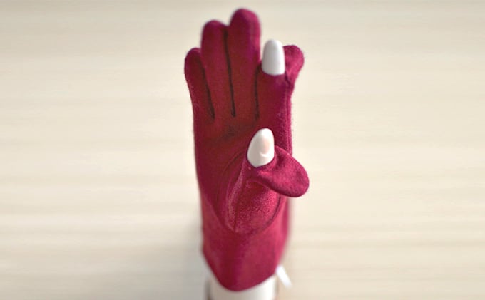 
            [№4631-7493]1249レディース　カシミヤ手袋（指で～る） ベージュ
          