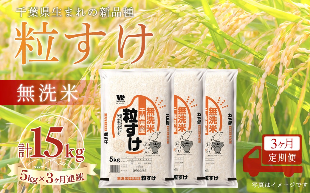
                  ＜3か月定期便＞ 千葉県産「粒すけ」無洗米 5kg×3か月連続 計15kg
                