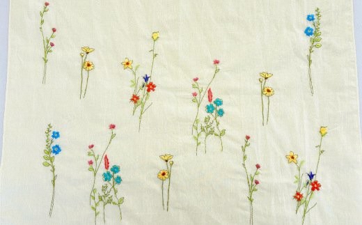 ストール フラワー柄 刺繍ストール オーガニックコットン ( イエロー ) レディース 日本製 | おしゃれ シンプル マフラー プレゼントギフト 母の日 新潟県 五泉市 有限会社田中刺繍