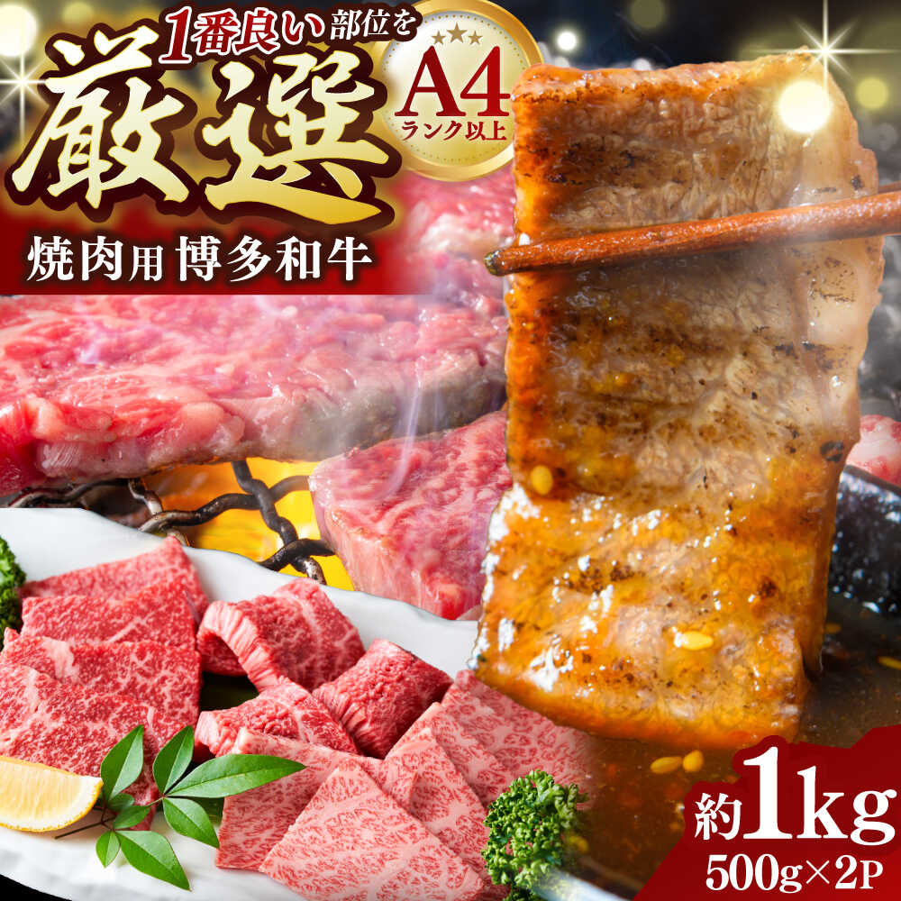 【ふるさと納税】【A4〜A5】 博多和牛 焼肉用 1kg ( 500g × 2P ) 吉富町/株式会社MEAT PLUS[BGAB033] 肉 牛肉 赤身 焼肉 焼き肉 焼肉セット やきにく バラ肉 肩ロース BBQ バーベキュー 冷凍 国産 人気 おすすめ お取り寄せ