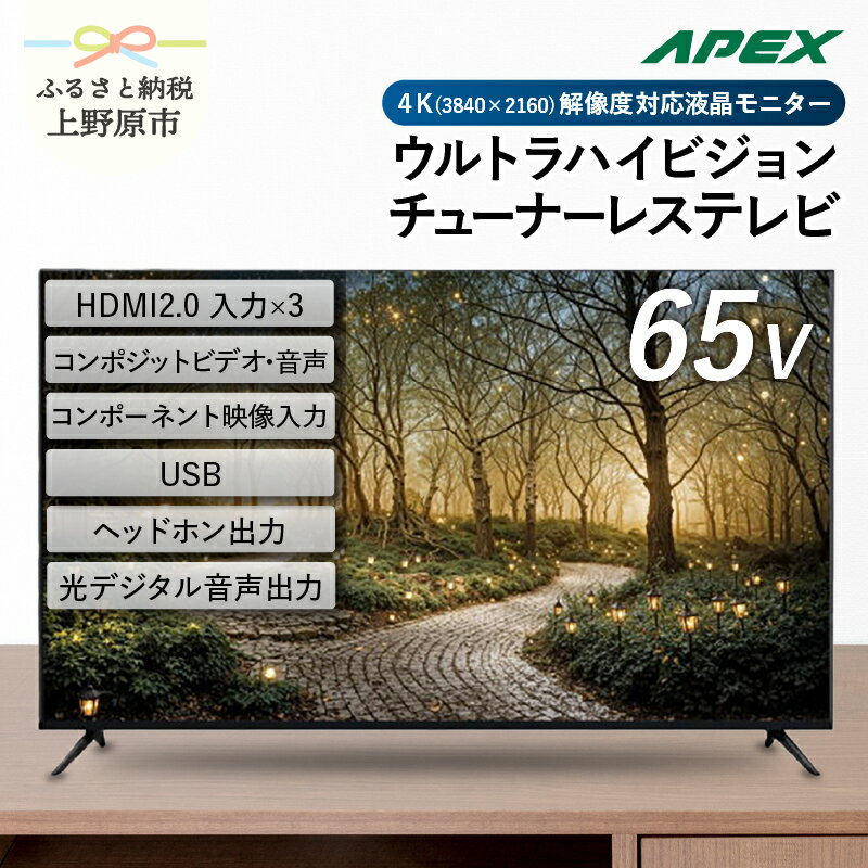 テレビ 65V型 4K対応 チューナーレス ウルトラハイビジョン 液晶テレビ 家電 シンプル機能 送料無料 山梨県 上野原市