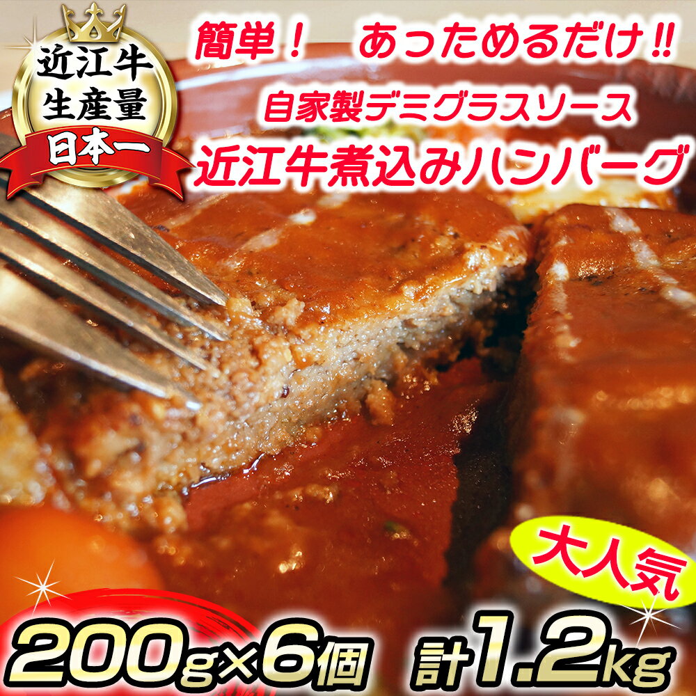 【ふるさと納税】近江牛煮込みハンバーグ　自家製デミグラスソース　温めるだけ【1200g（200g×6個）】【牛肉】【牛】【小分け】【国産】