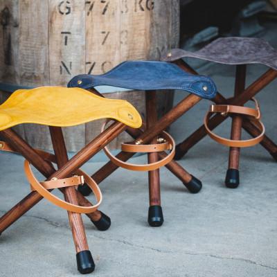 ふるさと納税 大野町 【お申込み受付後生産】革と木のハンティングチェア(ロータイプ):グレー |  | 03