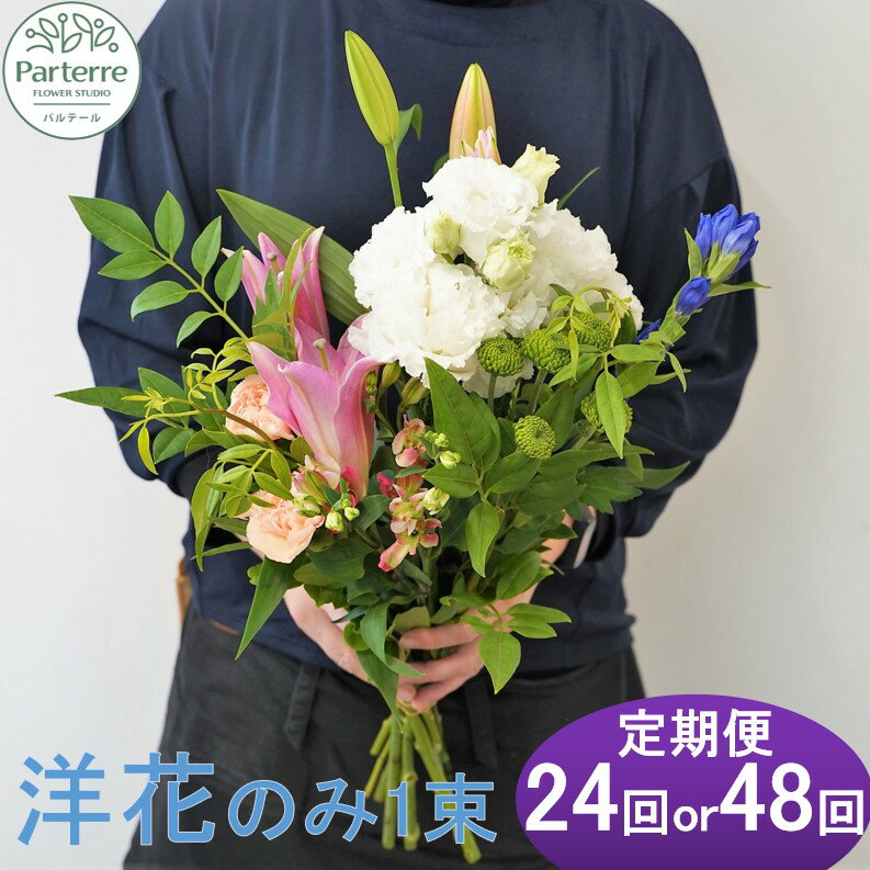 【ふるさと納税】お供え の お花 ( 洋花 のみ使用) 1束 12ヵ月定期便 【 定期便 月2回 全 24回 or 月4回 全 48回 お届け】生花 回数が 選べる お花 便り付き 花束 春 夏 秋 冬 彼岸 お墓参り お盆 花 プレゼント 花工房 パルテール