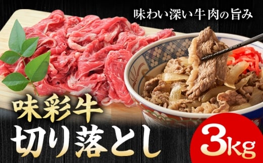 味彩牛 切り落とし 3kg（500g×6パック） のぐち産業株式会社《90日以内に出荷予定(土日祝除く)》熊本県 菊池市 牛肉 スライス お肉 精肉 熊本県産 九州産 国産 冷凍 送料無料