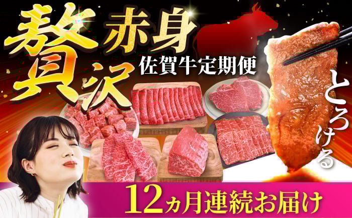 
                  【牧場直送】【12回定期便】佐賀牛 贅沢 赤身 定期便【佐賀セントラル牧場】佐賀県産 牛肉 肉 お肉 赤身 焼肉 すきやき 九州 佐賀県 白石町  白石 [IAH085]
                