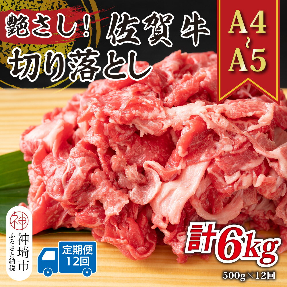 【ふるさと納税】【12か月定期便】艶さし！【A4～A5】佐賀牛切り落とし 500g×12回【肉 牛肉 ブランド牛 黒毛和牛 ふるさと納税】(H112311)