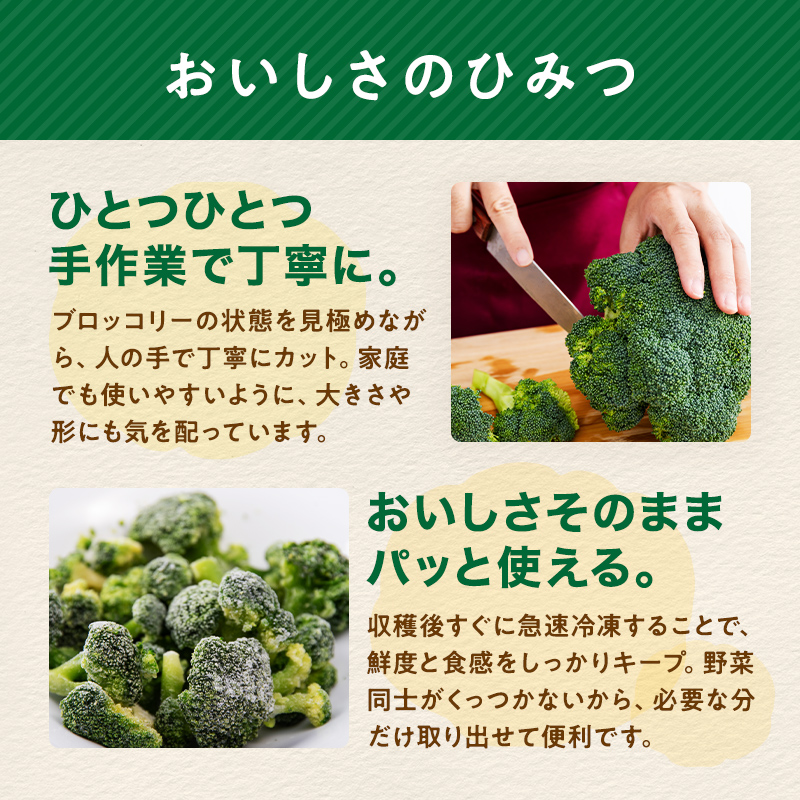 【6ヶ月定期便】小分け カット済み ブロッコリー 冷凍 1.2kg×6回 北海道森町産 野菜 おかず お弁当 便利 小分け カット済み ブロッコリー 冷凍 mr1-1006