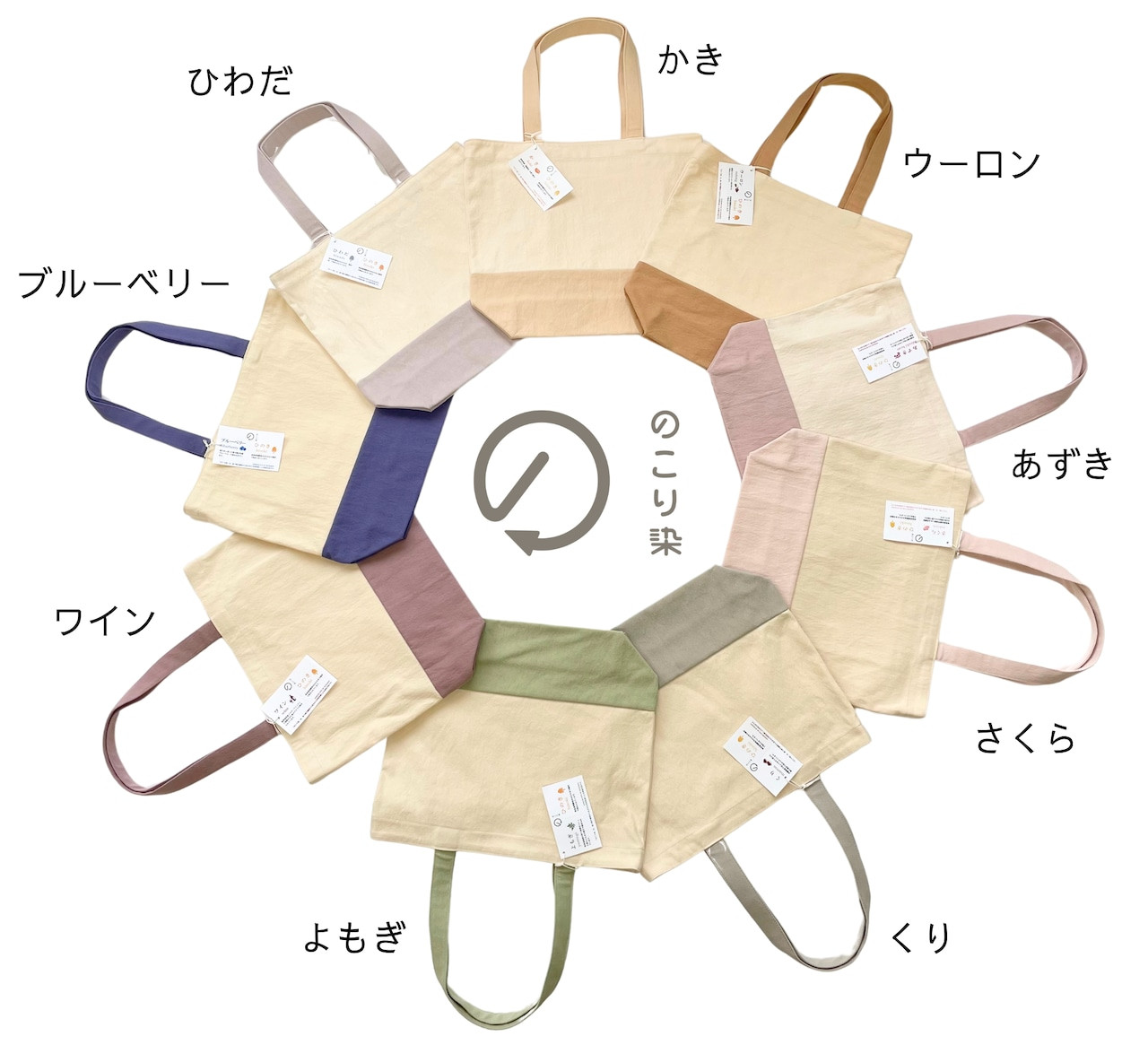 【のこり染】トートバッグ大　ワイン