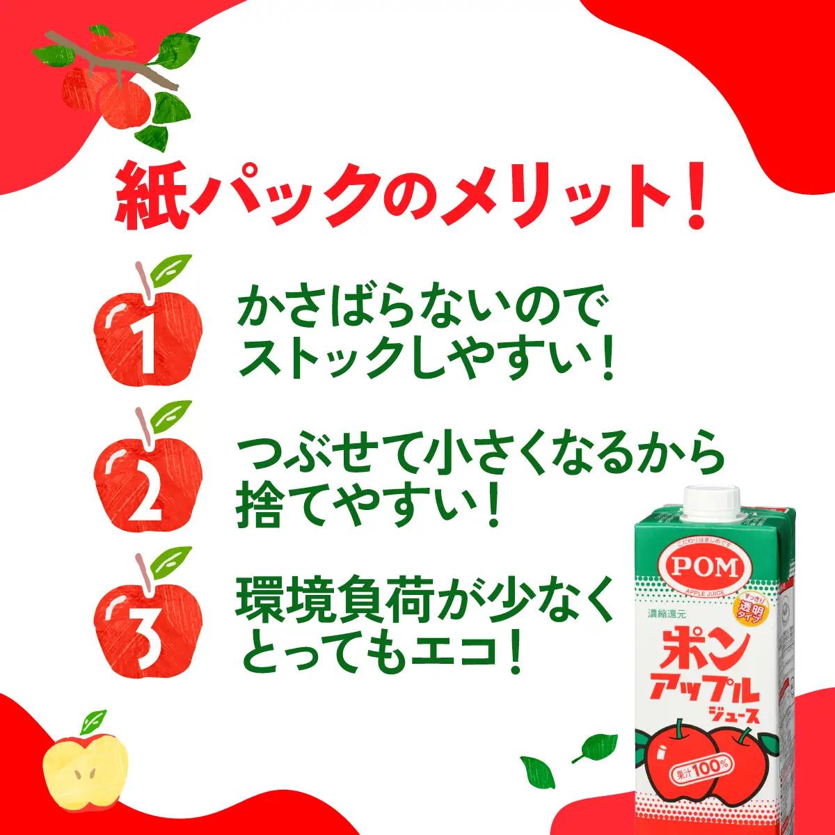 ジュース POM ポンアップルジュース 1000ml  6本セット