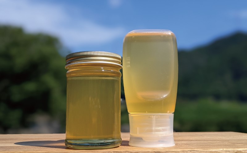 合計530g 天然蜂蜜 国産蜂蜜 非加熱 生はちみつ 岐阜県 美濃市産 初夏 (蜂蜜230g入りガラス瓶1本、蜂蜜300g入りピタッとボトル1本のセット)B13 深田養蜂のハチミツ