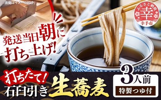 
                  幸手市「権兵衛」打ちたて石臼引き生蕎麦（3人前・特製つゆ付） - 二八そば 生そば 生蕎麦 手打ち 生麺 そばつゆ めんつゆ 埼玉県 幸手市 権現堂 桜 おすすめ
                