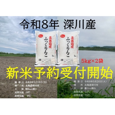 令和8年産 新米予約受付開始!! 北海道深川産 ふっくりんこ 精米 5kg×2袋【1741830】