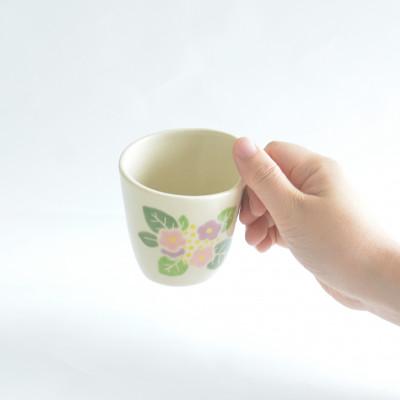 ふるさと納税 宇治市 宇治笠取焼き　ペアマグカップ(白花・桃色花)&コースターセット |  | 01