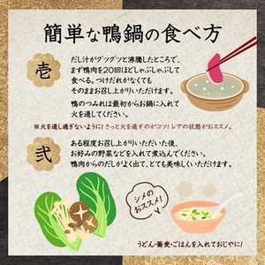 鴨鍋セット 2～3人前(ロース150g・もも150g・つみれ200g・スープ200g)_肉 鴨肉  かも カモ ダック  惣菜・加工品 肉 鍋 なべ ナベ_【配送不可地域：離島】【1146821】