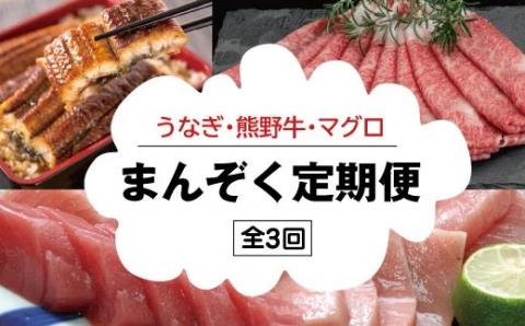 【ふるさと納税】＼3か月定期便／うなぎ・高級和牛・マグロ　人気返礼品を3回お届け♪【tkb104】