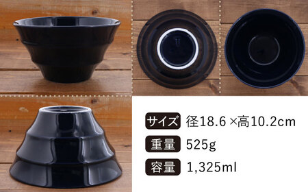 【美濃焼】 ラーメンどんぶり 軽量 19cm カラーボーダー 2色 セット  ( グレー / ネイビー )  【丸半製陶所】食器 丼 ボウル [TDG006]