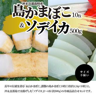 【冷凍セット2】島かまぼこ10枚＆ソデイカ約500ｇ/サイズ不揃い