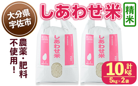 ＜令和6年産・新米＞しあわせ米 精米(計10kg・5kg×2袋) お米 白米 10キロ 常温 常温保存 【101000701】【宇佐本百姓】