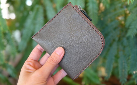 屋久鹿レザーの島財布 グリーン