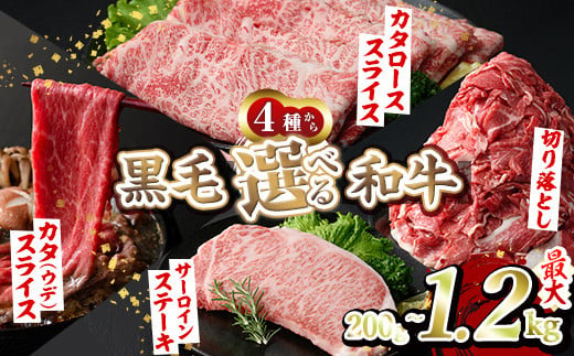 
＜選べる4種＞黒毛和牛(5等級カタ(ウデ)スライス約600g・肩ローススライス600g・切り落とし計1.2kg・サーロインステーキ200g)国産 牛肉 BBQ 鍋 牛丼 赤身 肩肉 ウデ肉 スライス肉 薄切り しゃくし すき焼き しゃぶしゃぶ 冷凍【スターゼン】
