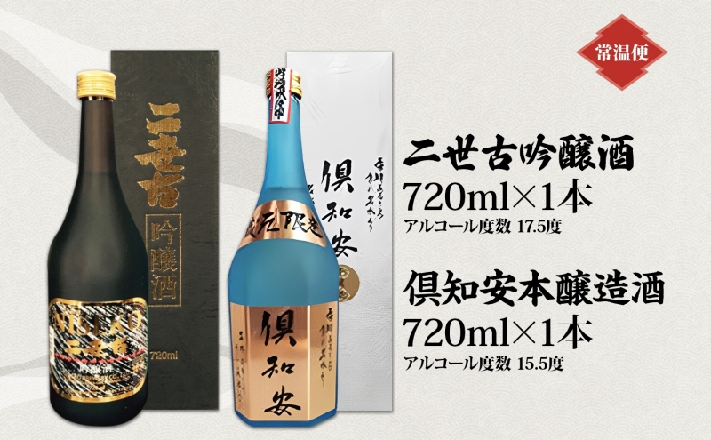 北海道 日本酒 二世古吟醸酒 ＆ 倶知安本醸造酒 セット 720ml 各1本 お酒 地酒 吟醸酒 本醸造酒 飲み比べ グルメ お取り寄せ ギフト お中元 お歳暮 吟醸 本醸造 二世古酒造 送料無料 ニ